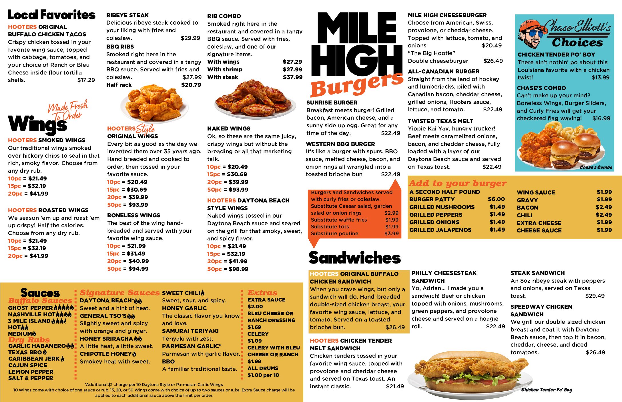 Hooters Restaurant Menu